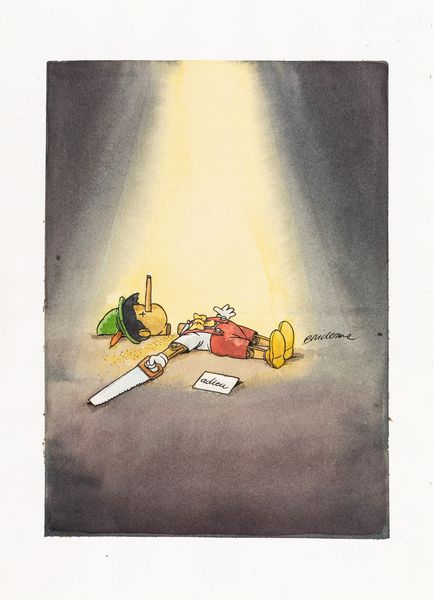 Michel Bridenne : Pinocchio  - Asta Fumetti: Tavole e Illustrazioni Originali - Associazione Nazionale - Case d'Asta italiane