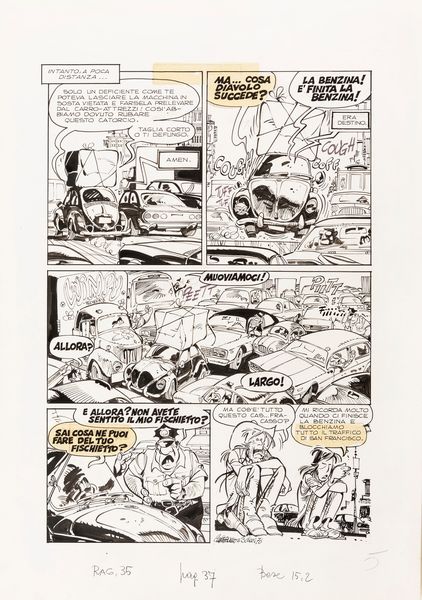 Giorgio Cavazzano : Altai & Jonson -  scomparso il Maggiolino  - Asta Fumetti: Tavole e Illustrazioni Originali - Associazione Nazionale - Case d'Asta italiane