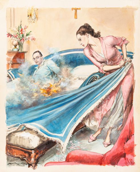 Walter Molino : Silvana Mangano e Dino De Laurentiis  - Asta Fumetti: Tavole e Illustrazioni Originali - Associazione Nazionale - Case d'Asta italiane