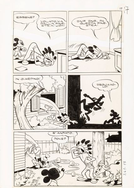 Giovan Battista Carpi : Topolino e il topazio dello zio in ozio  - Asta Fumetti: Tavole e Illustrazioni Originali - Associazione Nazionale - Case d'Asta italiane