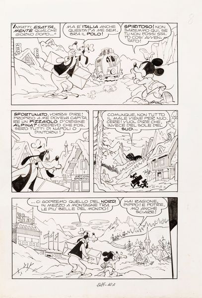Giovan Battista Carpi : Topolino e lo stendardo perduto  - Asta Fumetti: Tavole e Illustrazioni Originali - Associazione Nazionale - Case d'Asta italiane