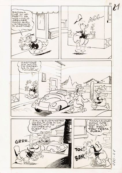 Pier Lorenzo De Vita : Paperino e i bottoni radioattivi  - Asta Fumetti: Tavole e Illustrazioni Originali - Associazione Nazionale - Case d'Asta italiane