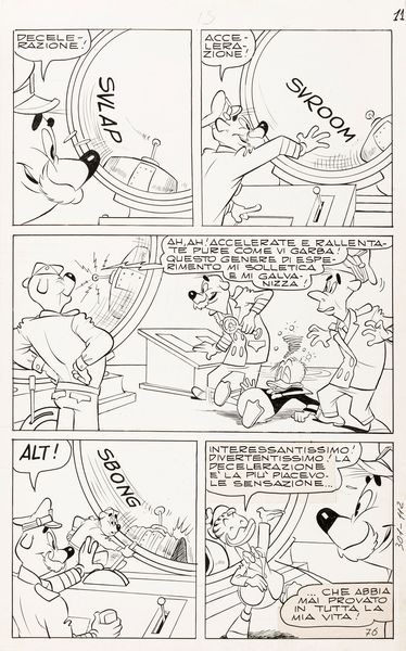 Pier Lorenzo De Vita : Paperino cosmonauta  - Asta Fumetti: Tavole e Illustrazioni Originali - Associazione Nazionale - Case d'Asta italiane