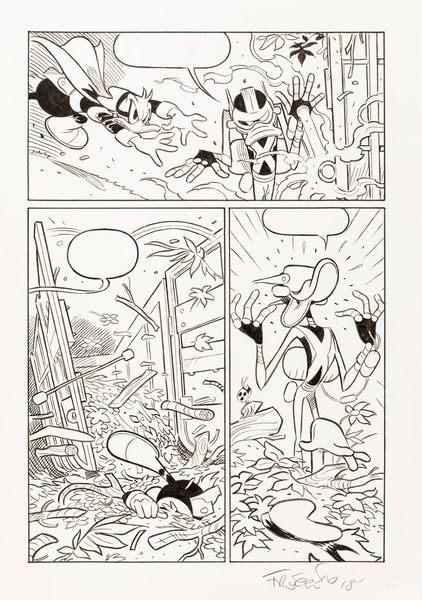 Andrea Freccero : Paperinik e il raggio sfortunatore  - Asta Fumetti: Tavole e Illustrazioni Originali - Associazione Nazionale - Case d'Asta italiane