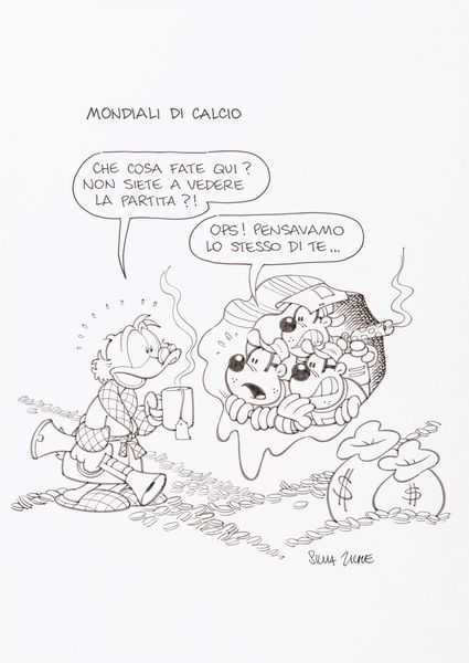Silvia Ziche : Mondiali di calcio  - Asta Fumetti: Tavole e Illustrazioni Originali - Associazione Nazionale - Case d'Asta italiane