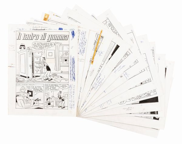 Franco Aloisi : Tiramolla - Il Ladro di gomma  - Asta Fumetti: Tavole e Illustrazioni Originali - Associazione Nazionale - Case d'Asta italiane