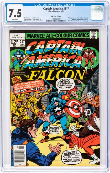 Captain America # 217 (U.K. Price Variant)  - Asta Fumetti: Tavole e Illustrazioni Originali - Associazione Nazionale - Case d'Asta italiane