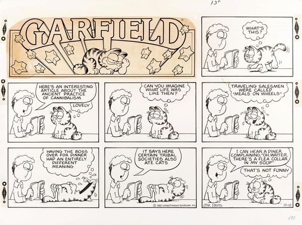 Jim Davis : Garfield  - Asta Fumetti: Tavole e Illustrazioni Originali - Associazione Nazionale - Case d'Asta italiane