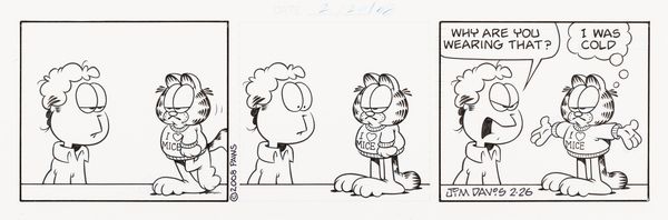 Jim Davis : Garfield  - Asta Fumetti: Tavole e Illustrazioni Originali - Associazione Nazionale - Case d'Asta italiane