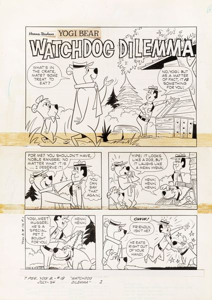Harvey Eisenberg : Yogi Bear - Watchdog Dilemma  - Asta Fumetti: Tavole e Illustrazioni Originali - Associazione Nazionale - Case d'Asta italiane