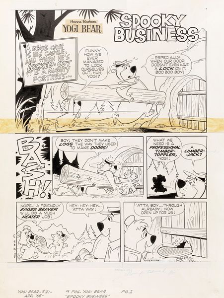 Harvey Eisenberg : Yogi Bear - Spooky Business  - Asta Fumetti: Tavole e Illustrazioni Originali - Associazione Nazionale - Case d'Asta italiane