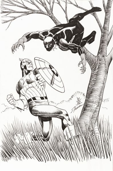 John Romita Jr. & Scott Hanna : Captain America vs. Black Panther  - Asta Fumetti: Tavole e Illustrazioni Originali - Associazione Nazionale - Case d'Asta italiane