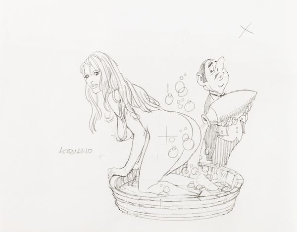 Sergio Zaniboni : Sexy oroscopo - Aquario  - Asta Fumetti: Tavole e Illustrazioni Originali - Associazione Nazionale - Case d'Asta italiane