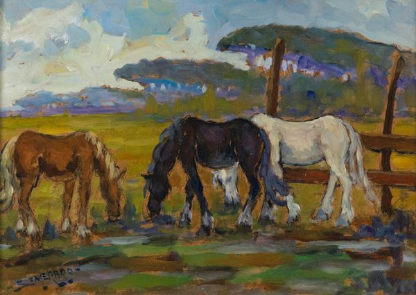 Piero Semeraro : Cavalli in pastura  - Asta Arte Moderna, Contemporanea, '800 e '900 - Associazione Nazionale - Case d'Asta italiane