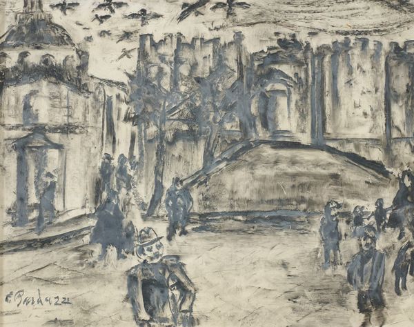 Enrico Bardazzi : Piazza delle Carceri Prato  - Asta Arte Moderna, Contemporanea, '800 e '900 - Associazione Nazionale - Case d'Asta italiane