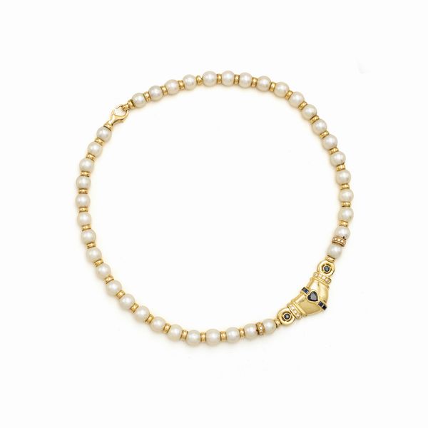 Collana in oro giallo 18kt e perle coltivate  - Asta Gioielli Orologi e Fashion Vintage - Associazione Nazionale - Case d'Asta italiane