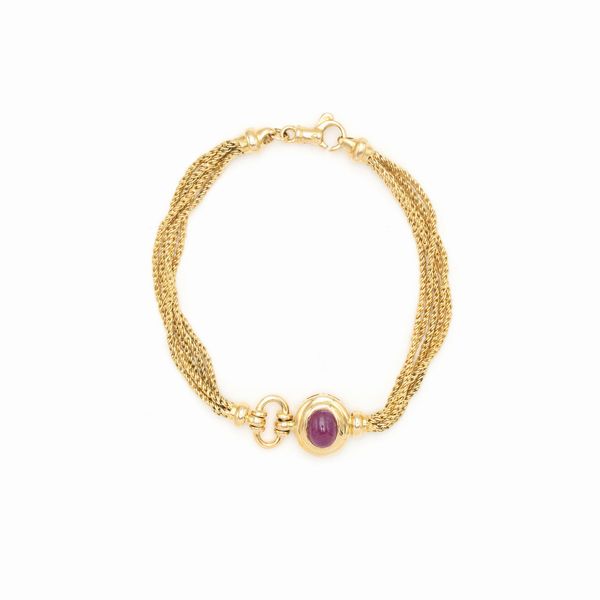 Bracciale a cinque fili in oro giallo 18kt  - Asta Gioielli Orologi e Fashion Vintage - Associazione Nazionale - Case d'Asta italiane