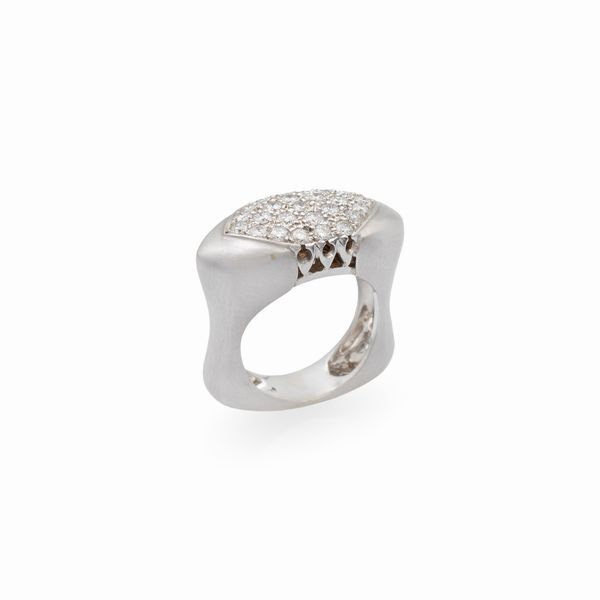 Pontevecchio Gioielli anello in oro bianco 18kt satinato  - Asta Gioielli Orologi e Fashion Vintage - Associazione Nazionale - Case d'Asta italiane