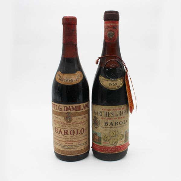BAROLO DOC 1974, DAMILANO e BAROLO DOC 1969, MARCHESI DI BAROLO  - Asta VINI E DISTILLATI PREGIATI E DA COLLEZIONE - Associazione Nazionale - Case d'Asta italiane