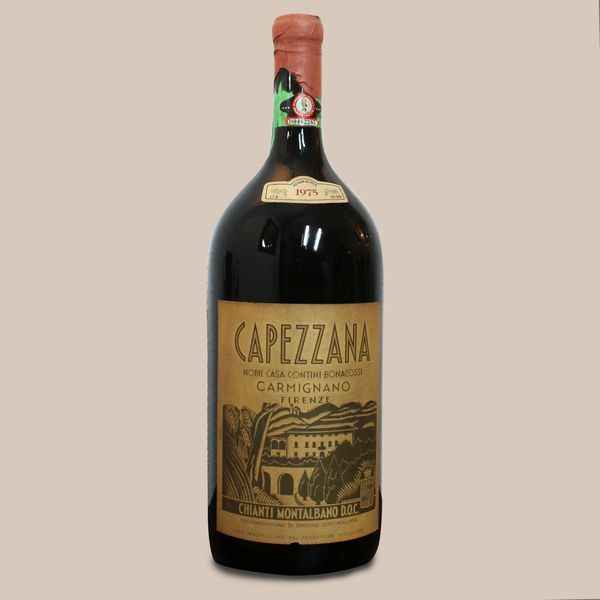 CHIANTI MONTALBANO DOC CAPEZZANA 1975, CONTINI BONACOSSI  - Asta VINI E DISTILLATI PREGIATI E DA COLLEZIONE - Associazione Nazionale - Case d'Asta italiane