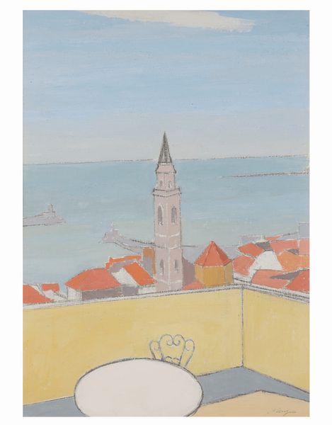 FRANCESCO MENZIO (Tempio Pausania, 1899 - Torino, 1979)  Veduta di Oneglia dalla terrazza, 1968  - Asta ARTE MODERNA, CONTEMPORANEA E DIPINTI DEL XIX SECOLO - Associazione Nazionale - Case d'Asta italiane