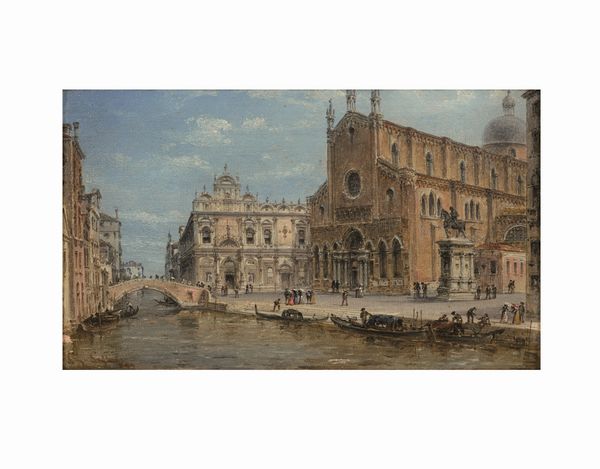GIOVANNI GRUBACS (Venezia, 1830 - Pola, 1919)  SS Giovanni e Paolo con il monumento a Colleoni  - Asta ARTE MODERNA, CONTEMPORANEA E DIPINTI DEL XIX SECOLO - Associazione Nazionale - Case d'Asta italiane
