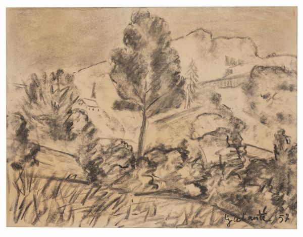 NICOLA GALANTE (Vasto, 1883 - Torino, 1969)  Paesaggio piemontese, 1957  - Asta ARTE MODERNA, CONTEMPORANEA E DIPINTI DEL XIX SECOLO - Associazione Nazionale - Case d'Asta italiane