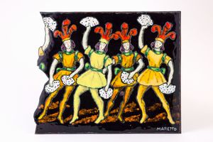 Giuseppe Maretto : Grande placca smaltata in metallo  - Asta Arti Decorative del XX secolo - Associazione Nazionale - Case d'Asta italiane