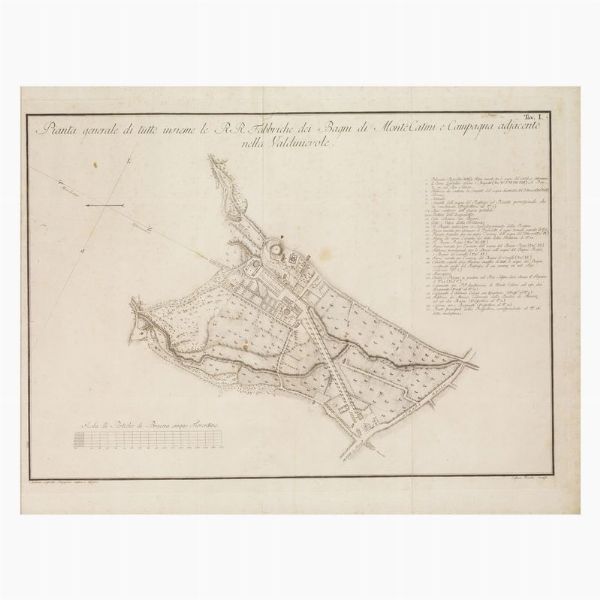 PIANTA GENERALE DELLE REALI FABBRICHE DEI BAGNI DI MONTECATINI  - Asta STAMPE E DISEGNI DAL XV AL XIX SECOLO - Associazione Nazionale - Case d'Asta italiane