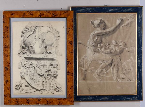 Lotto di due disegni, XIX secolo  - Asta Antiquariato - Associazione Nazionale - Case d'Asta italiane