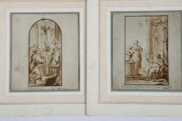 Lotto di due disegni, fine XVIII secolo  - Asta Antiquariato - Associazione Nazionale - Case d'Asta italiane