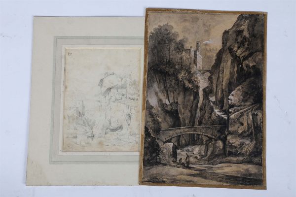 Lotto di due disegni, XIX secolo  - Asta Antiquariato - Associazione Nazionale - Case d'Asta italiane