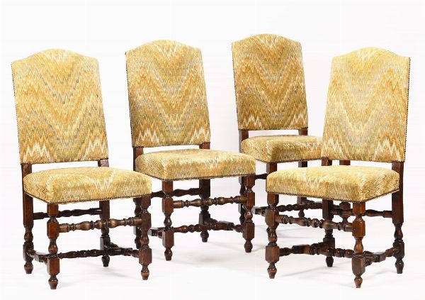 Quattro sedie a rocchetto, XIX secolo  - Asta Antiquariato - Associazione Nazionale - Case d'Asta italiane