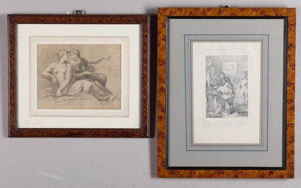 Lotto di due disegni, inizi XIX secolo  - Asta Antiquariato - Associazione Nazionale - Case d'Asta italiane