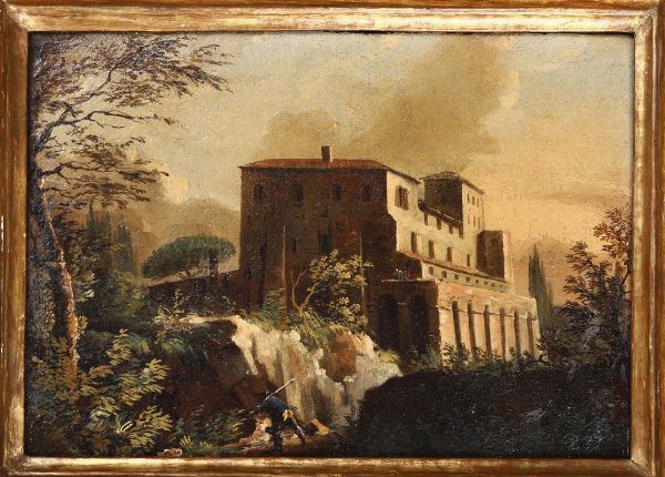 Coppia di paesaggi con architetture  - Asta Antiquariato - Associazione Nazionale - Case d'Asta italiane