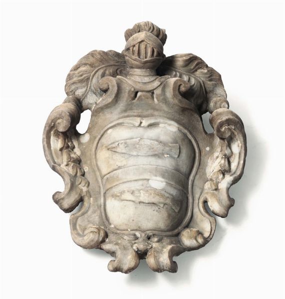 Stemma nobiliare in marmo, arte barocca italiana del XVII secolo  - Asta Antiquariato - Associazione Nazionale - Case d'Asta italiane