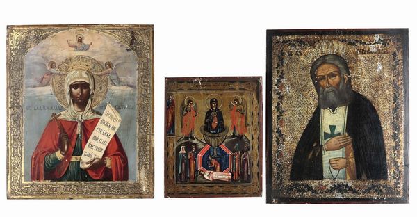 Lotto di tre icone, Russia XIX-XX secolo  - Asta Antiquariato - Associazione Nazionale - Case d'Asta italiane