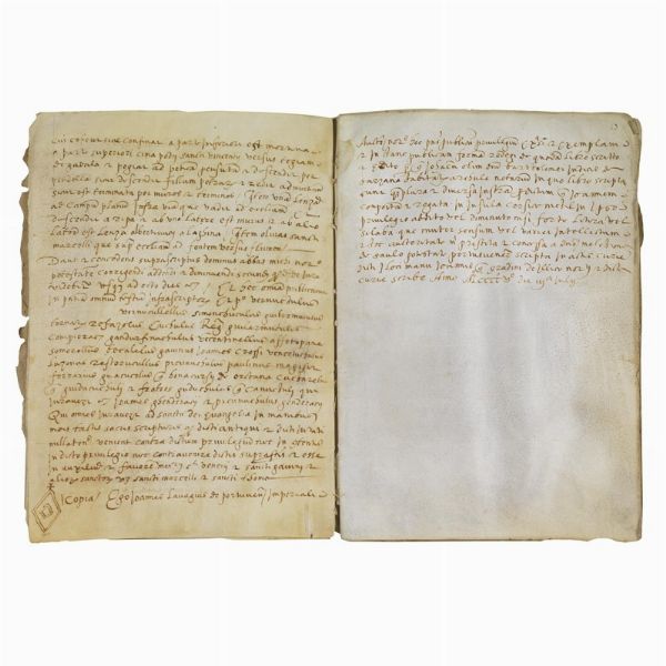 Manoscritto notarile relativo all’abbazia di San Venerio sull’isola del Tino nel comune di Porto Venere, in provincia della Spezia, Liguria, XV secolo.  - Asta LIBRI, MANOSCRITTI E AUTOGRAFI - Associazione Nazionale - Case d'Asta italiane