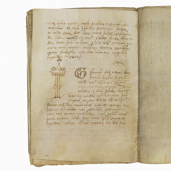 Manoscritto notarile relativo all’abbazia di San Venerio sull’isola del Tino nel comune di Porto Venere, in provincia della Spezia, Liguria, XV secolo.  - Asta LIBRI, MANOSCRITTI E AUTOGRAFI - Associazione Nazionale - Case d'Asta italiane