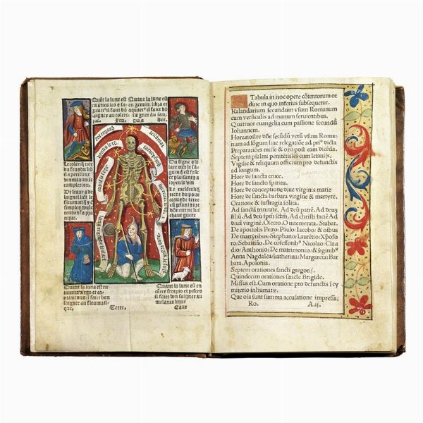 (Libro d’ore - Illustrati 500)   Hore diuine virginis Marie secundum vsum Romanum cum alijs multis folio sequenti notatis vna cum figuris Apocalipsis & destructio Hierusalem & multis figuris, Biblie insertis.   (Parisius nouiter īpressum p[er] Germano Hardouyn Librario. Cōmorante inter duas portas Palatij ad intersignium sancte margarete. Anno dñi. M.ccccc.xxxiij). [1533].  - Asta LIBRI, MANOSCRITTI E AUTOGRAFI - Associazione Nazionale - Case d'Asta italiane
