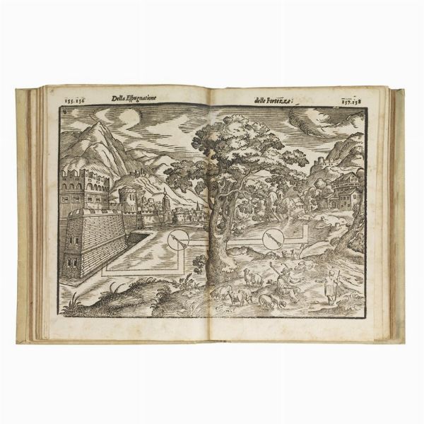 (Fortificazioni)   BUSCA, Gabriele.   Della espugnatione et difesa delle fortezze libri due. Aggiontovi nel fine l’Instruttione de’ bombardieri.   In Turino, Gio. Dominico Tarino, 1598.  - Asta LIBRI, MANOSCRITTI E AUTOGRAFI - Associazione Nazionale - Case d'Asta italiane