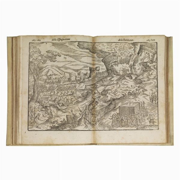 (Fortificazioni)   BUSCA, Gabriele.   Della espugnatione et difesa delle fortezze libri due. Aggiontovi nel fine l’Instruttione de’ bombardieri.   In Turino, Gio. Dominico Tarino, 1598.  - Asta LIBRI, MANOSCRITTI E AUTOGRAFI - Associazione Nazionale - Case d'Asta italiane