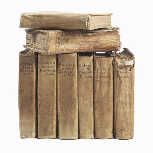 SALMON, Tomas.   Lo stato presente di tutti i paesi e popoli del mondo naturale, politico, e morale.   In Napoli, presso Francesco Ricciardo, 1743-1758 - In Venezia, presso Giambatista Albrizzi, 1736.  - Asta LIBRI, MANOSCRITTI E AUTOGRAFI - Associazione Nazionale - Case d'Asta italiane