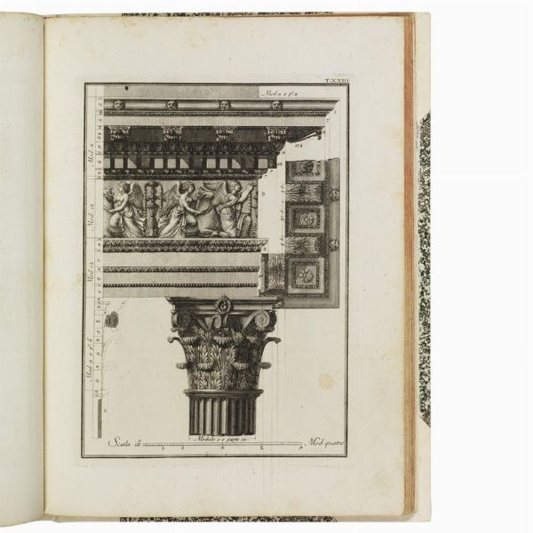 (Architettura - Illustrati 700)   VIGNOLA (BAROZZI, Giacomo, da).   Il Vignola illustrato proposto da Giambattista Spampani, e Carlo Antonini.   In Roma, nella stamperia di Marco Pagliarini, 1770.  - Asta LIBRI, MANOSCRITTI E AUTOGRAFI - Associazione Nazionale - Case d'Asta italiane