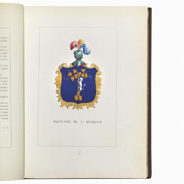 (Araldica)   DILIGENTI, Ulisse.   Storia delle famiglie illustri italiane. Volume I [- III].   Firenze, A spese dell&rsquo;Editore Ulisse Diligenti, [187.].  - Asta LIBRI, MANOSCRITTI E AUTOGRAFI - Associazione Nazionale - Case d'Asta italiane