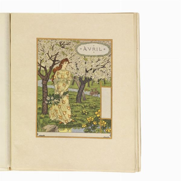 (Art Nouveau - Illustrati 900)   GRASSET, Eugène.   Les Mois. Douze Compositions D’Eugène Grasset. Gravées sur bois & imprimées en chromotypognraphie.   Paris, G. De Malherbe, [1895 o 1896].  - Asta LIBRI, MANOSCRITTI E AUTOGRAFI - Associazione Nazionale - Case d'Asta italiane