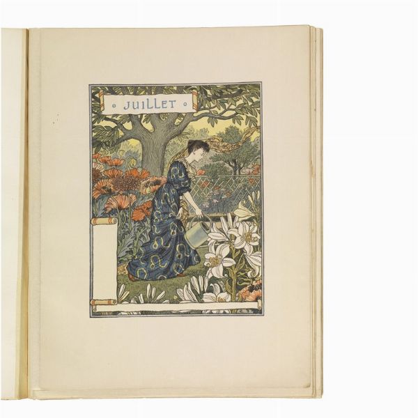 (Art Nouveau - Illustrati 900)   GRASSET, Eugène.   Les Mois. Douze Compositions D’Eugène Grasset. Gravées sur bois & imprimées en chromotypognraphie.   Paris, G. De Malherbe, [1895 o 1896].  - Asta LIBRI, MANOSCRITTI E AUTOGRAFI - Associazione Nazionale - Case d'Asta italiane