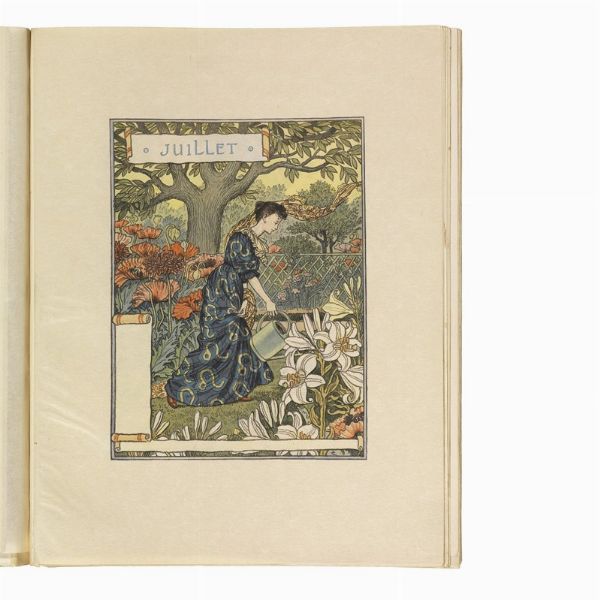 (Art Nouveau - Illustrati 900)   GRASSET, Eugène.   Les Mois. Douze Compositions D’Eugène Grasset. Gravées sur bois & imprimées en chromotypognraphie.   Paris, G. De Malherbe, [1895 o 1896].  - Asta LIBRI, MANOSCRITTI E AUTOGRAFI - Associazione Nazionale - Case d'Asta italiane