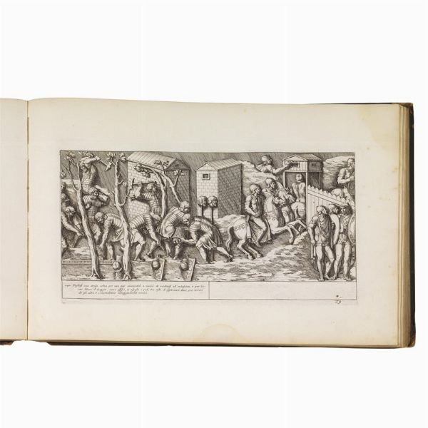 (Roma - Colonna Traiana - Illustrati 600)   BARTOLI, Pietro Sante.     Colonna Traiana eretta dal Senato e popolo Romano all&rsquo;Imperatore Traiano Augusto … Nuovamente disegnata et intagliata da Pietro Sante Bartoli. Con l&rsquo;esposizione latina d&rsquo;Alfonso Ciaccone, compendiata nella vulgare lingua sotto ciascuna immagine, accresciuta di medaglie, inscrittioni, e trofei, da Gio. Pietro Bellori.   Roma, Gio. Giacomo De Rossi, [1673].  - Asta LIBRI, MANOSCRITTI E AUTOGRAFI - Associazione Nazionale - Case d'Asta italiane