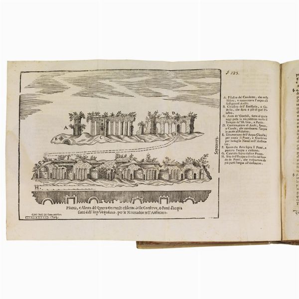 (Roma - Acque)   Cassio, Alberto.   Dell&rsquo;acque antiche portate da lontane contrade fuori e dentro Roma. Parte prima [-seconda].   In Roma, nella stamperia Giannini in Piazza Capranica, 1756-1757.   [RILEGATO CON:]   CASSIO, Alberto.   Memorie istoriche della vita di Santa Silvia … coll&rsquo;illustrazione delli beni, e castelli nel Lazio ornati dalli quattro acquedotti, che portavano a Roma le remotissime acque Marcia, Claudia, e le due Aniene.   In Roma, nella stamperia di Angelo Rotilj, 1755.  - Asta LIBRI, MANOSCRITTI E AUTOGRAFI - Associazione Nazionale - Case d'Asta italiane